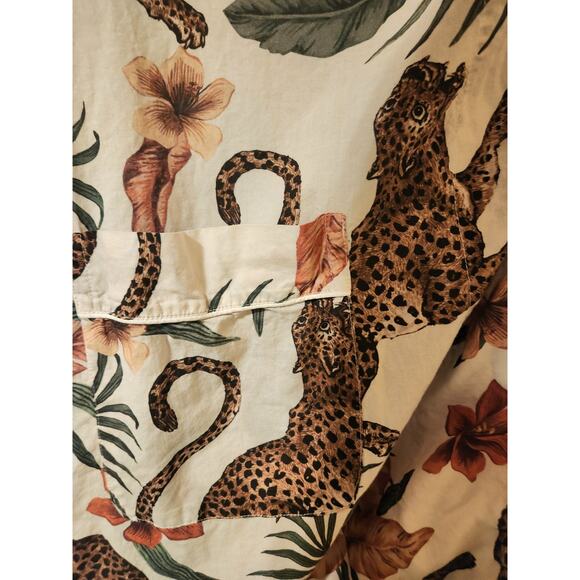 Desmond & Dempsey Robe Organic Cotton S Tropical Leopard Print Pockets Tie Belt - Picture 3 of 9